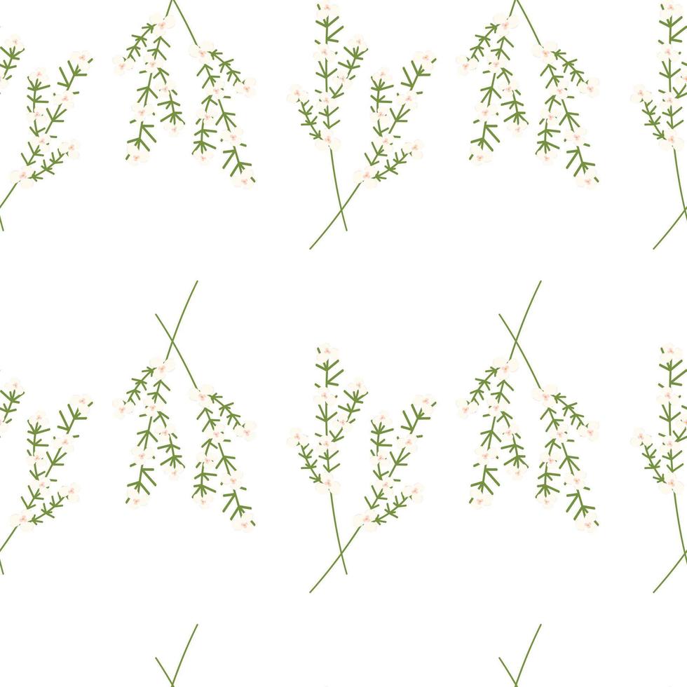 Abstract image of a blossoming branch of a cherry tree with flowers, buds, and leaves. Hello spring vector