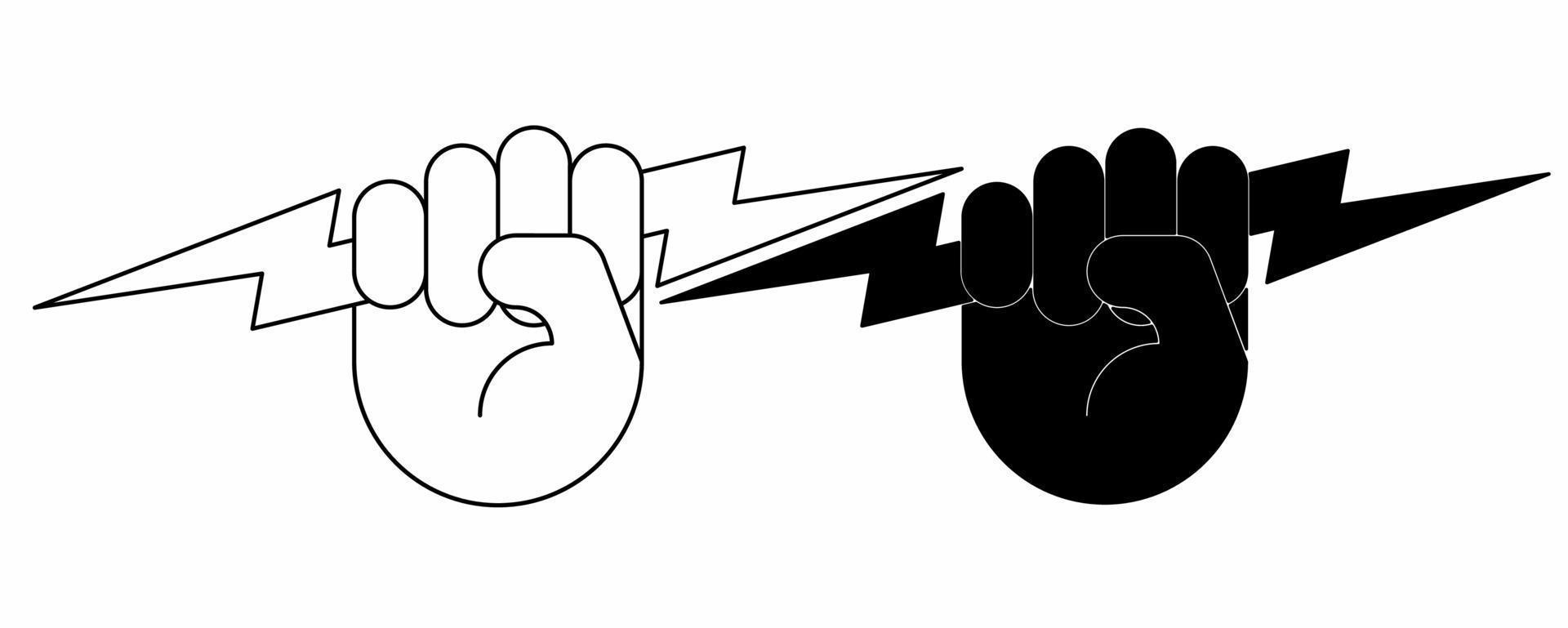 Hand Holding Lightning Bolt Symbol set isolated on white background vector