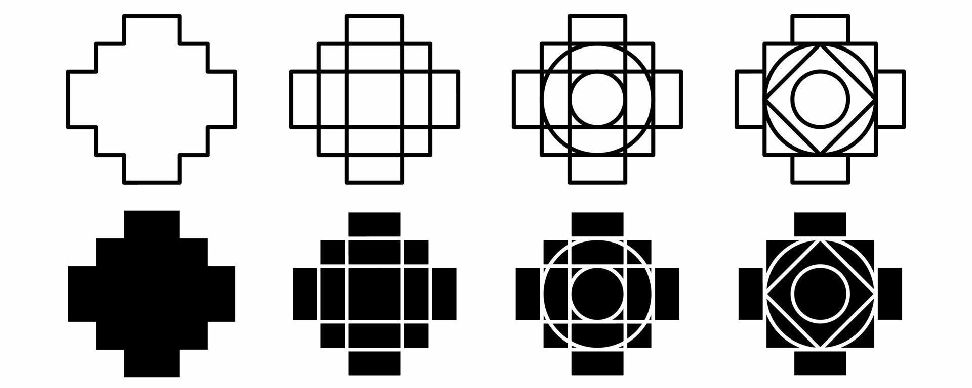 contorno silueta chakana inca símbolo.la chakana firmar vector