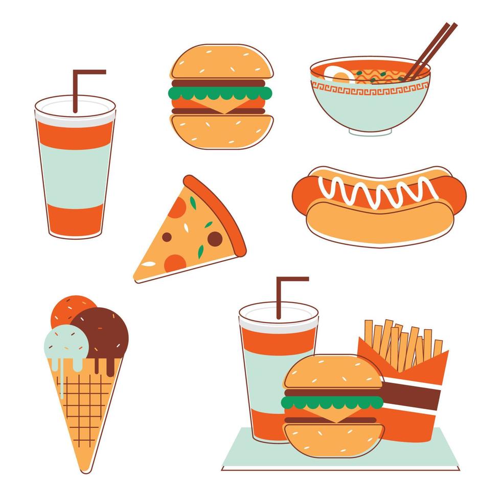fast food illustration in flat design style vector