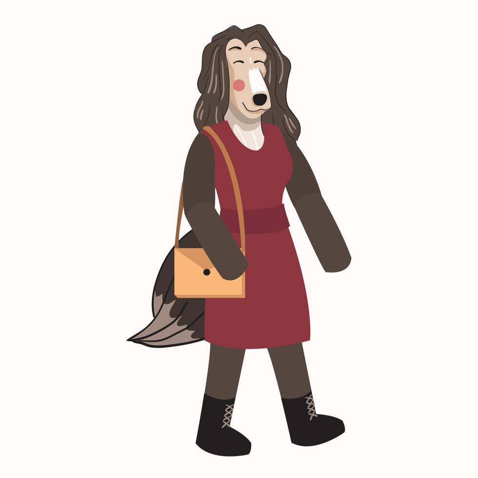 Illustration of an Afghan Hound vector