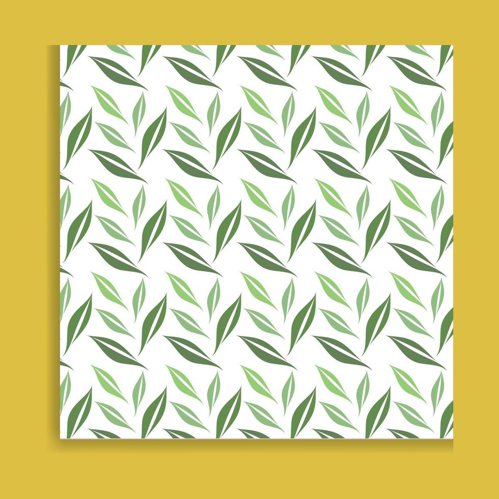 Seamless pattern with green leaves on a white background. Vector illustration.