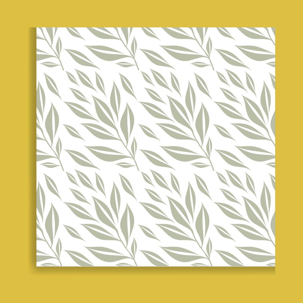 Seamless pattern with green leaves on a white background. Vector illustration.