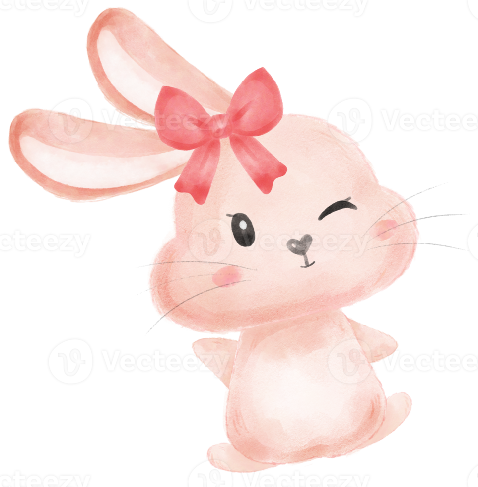 cute sweet kawaii happy smile baby bunny rabbit watercolour cartoon  kid animal spring Easter egg png