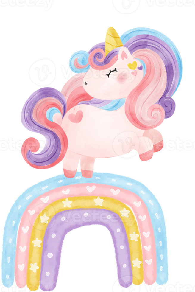 süß schick magisch lila Baby Einhorn Kinder Karikatur Kind Aquarell Hand Gemälde Illustration png