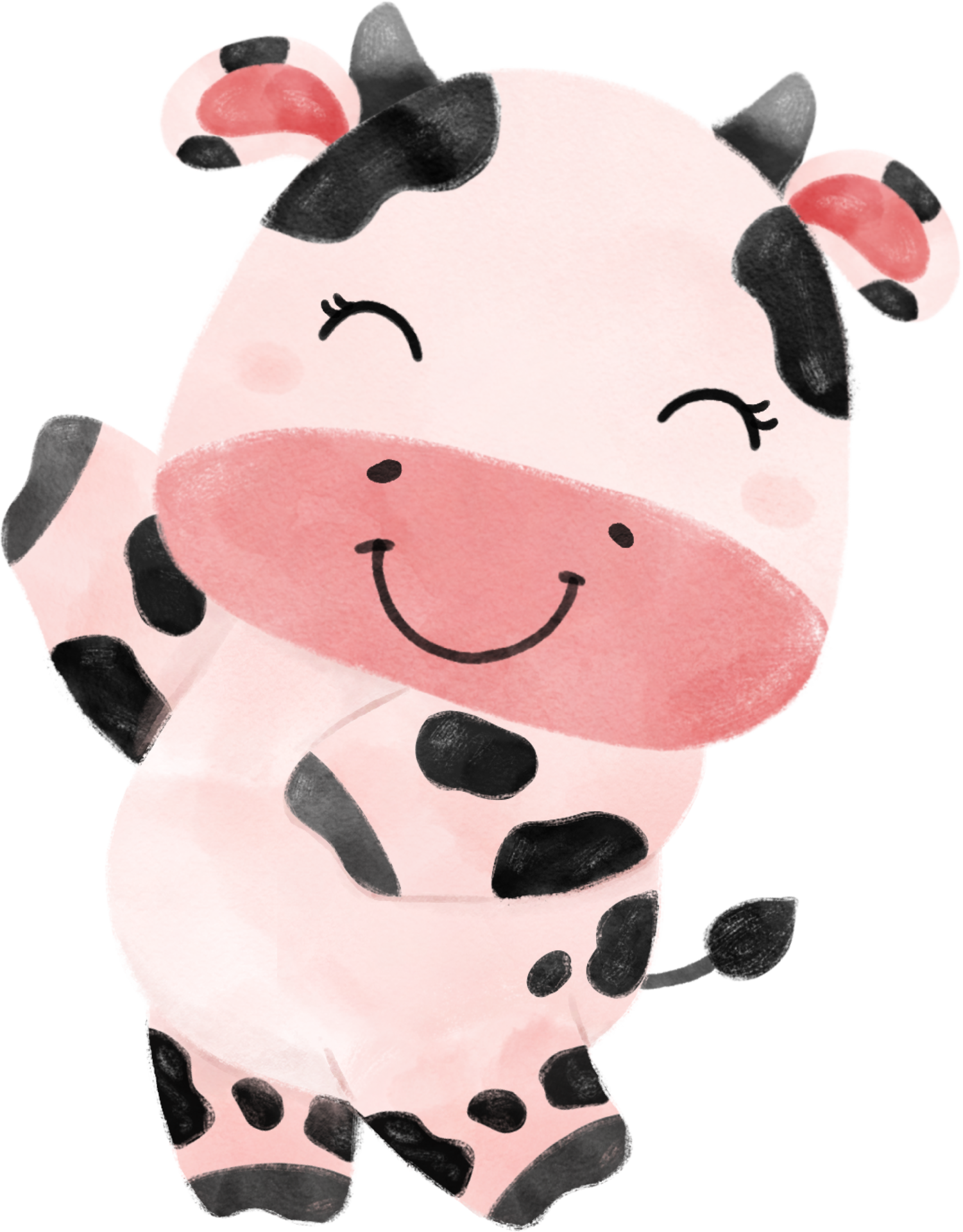 cute happy smile baby pink cow farm animal nursery baby shower