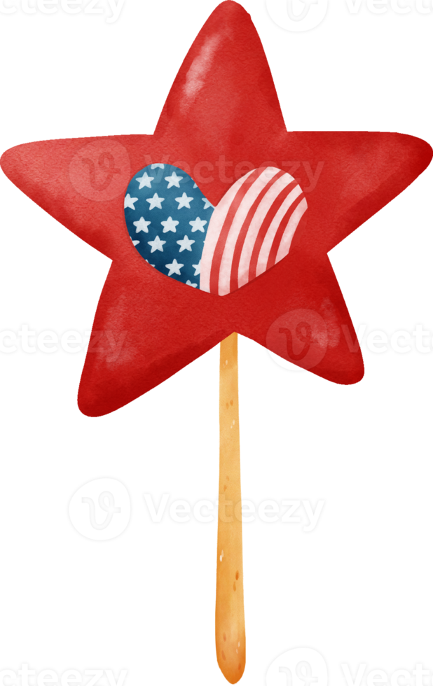 cute 4th of July independence day United flag cartoon watercolour illustration png