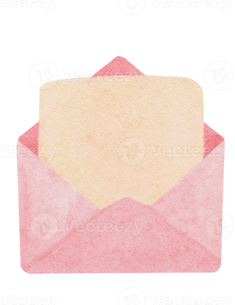 cute sweet classic pink Valentine love mail cartoon watercolour hand painting png