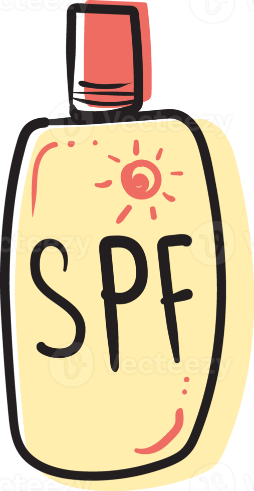 cute spf sun protector bottle doodle hand drawing fun icon png