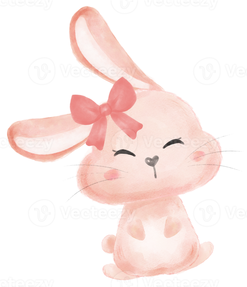 cute sweet kawaii happy smile baby bunny rabbit watercolour cartoon  kid animal spring Easter egg png