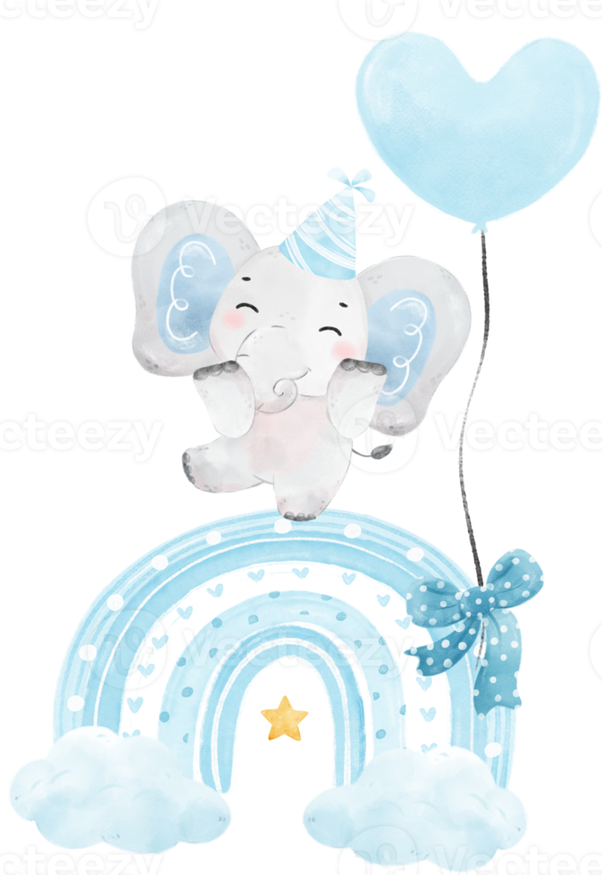 carino bambino elefante selvaggio vita animale sognare blu bambino doccia asilo arte acquerello illustrazione png