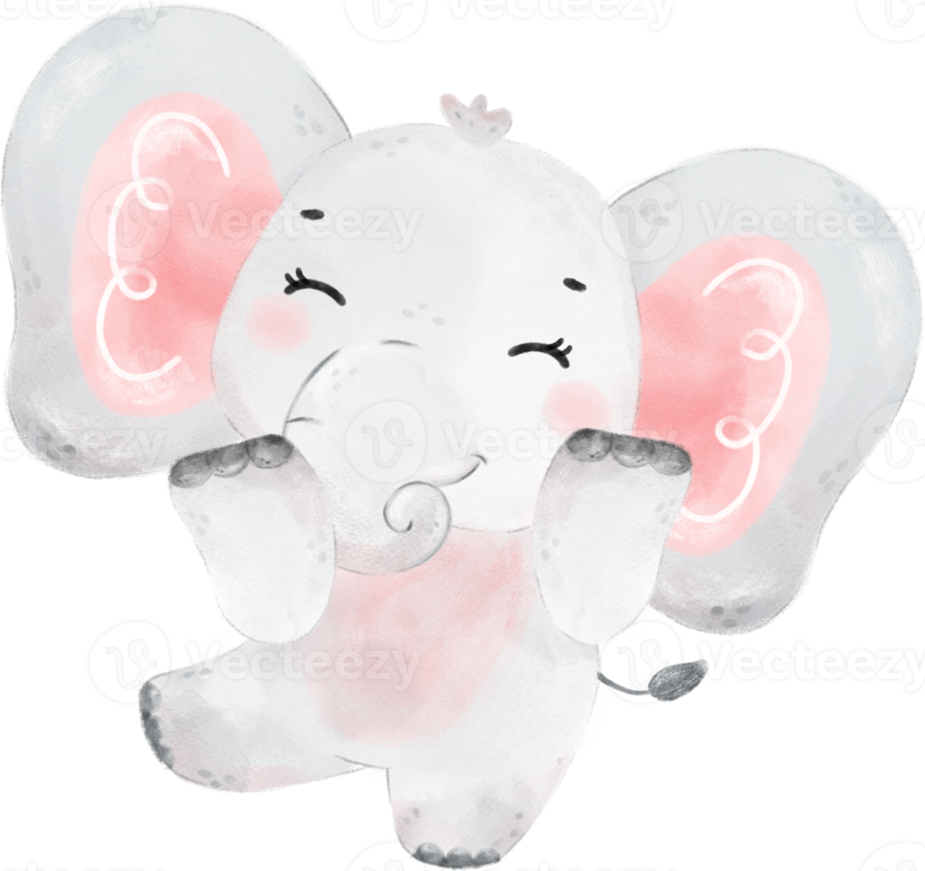 cute baby Elephant wildlife animal dream pink girl baby shower nursery art watercolour illustration png