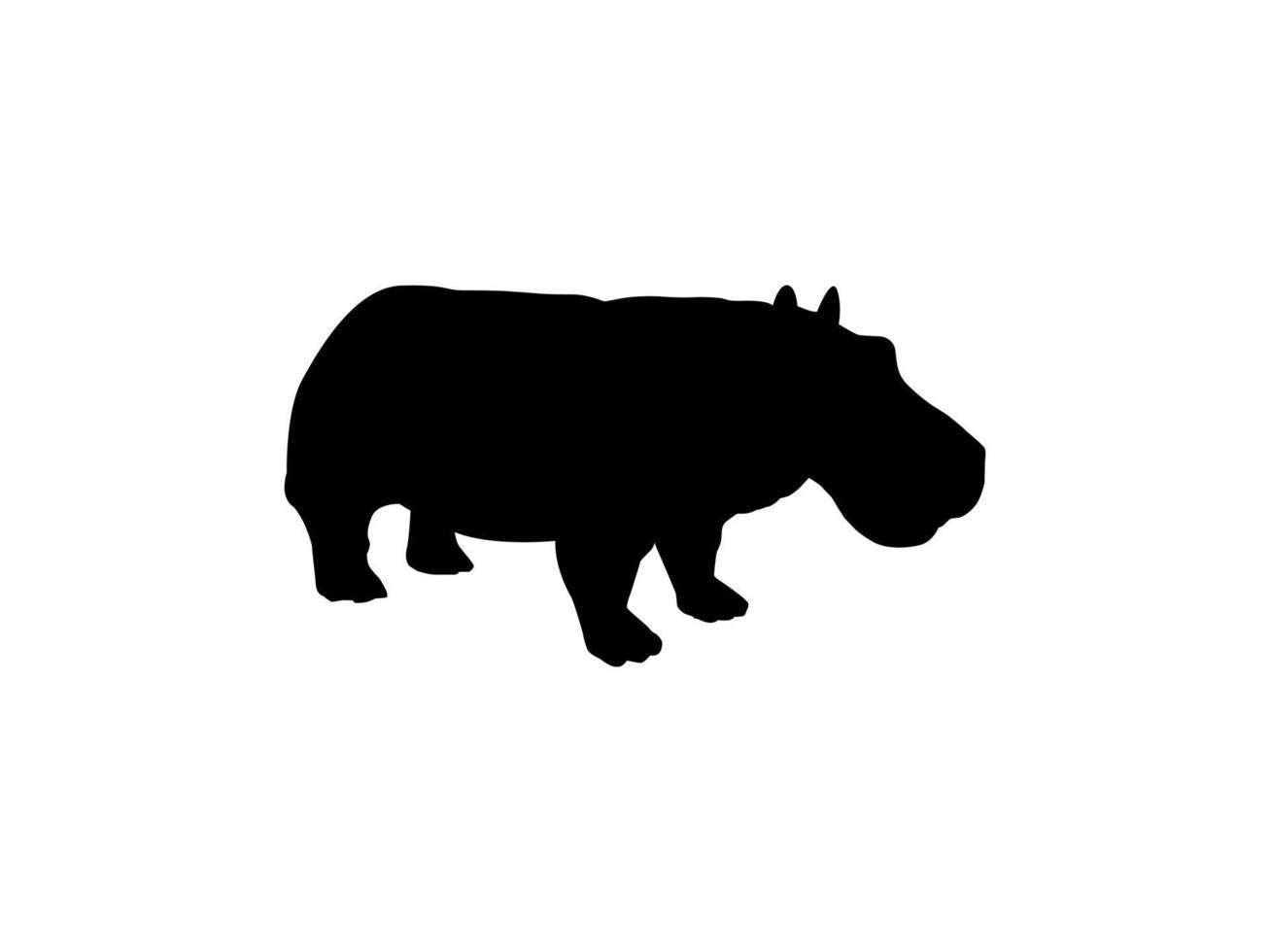 Hippopotamus Silhouette for Logo, Art Illustration, Icon, Symbol, Pictogram or Graphic Design Element. Vector Illustration