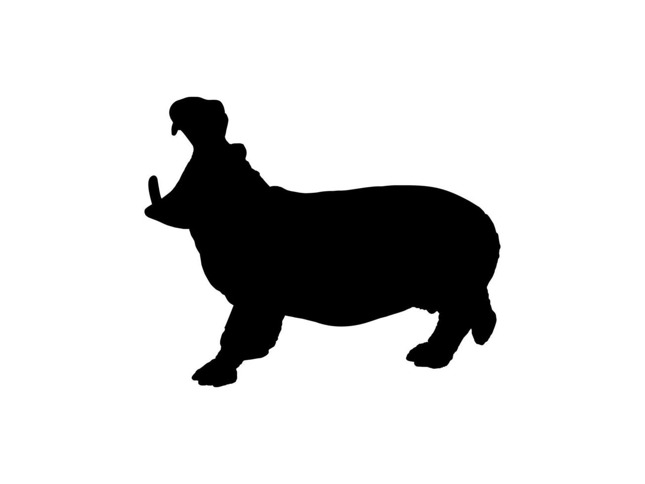 Hippopotamus Silhouette for Logo, Art Illustration, Icon, Symbol, Pictogram or Graphic Design Element. Vector Illustration