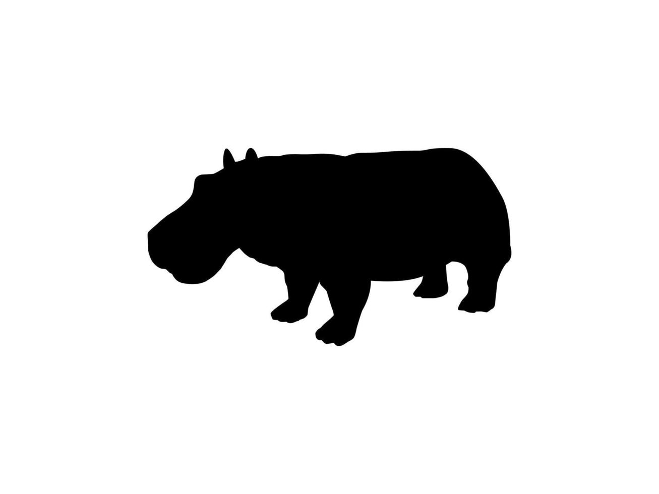 Hippopotamus Silhouette for Logo, Art Illustration, Icon, Symbol, Pictogram or Graphic Design Element. Vector Illustration