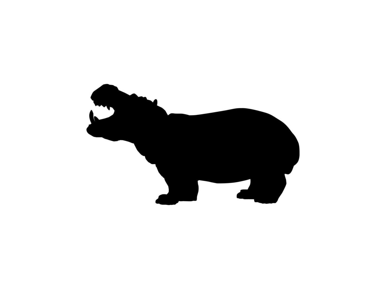 Hippopotamus Silhouette for Logo, Art Illustration, Icon, Symbol, Pictogram or Graphic Design Element. Vector Illustration