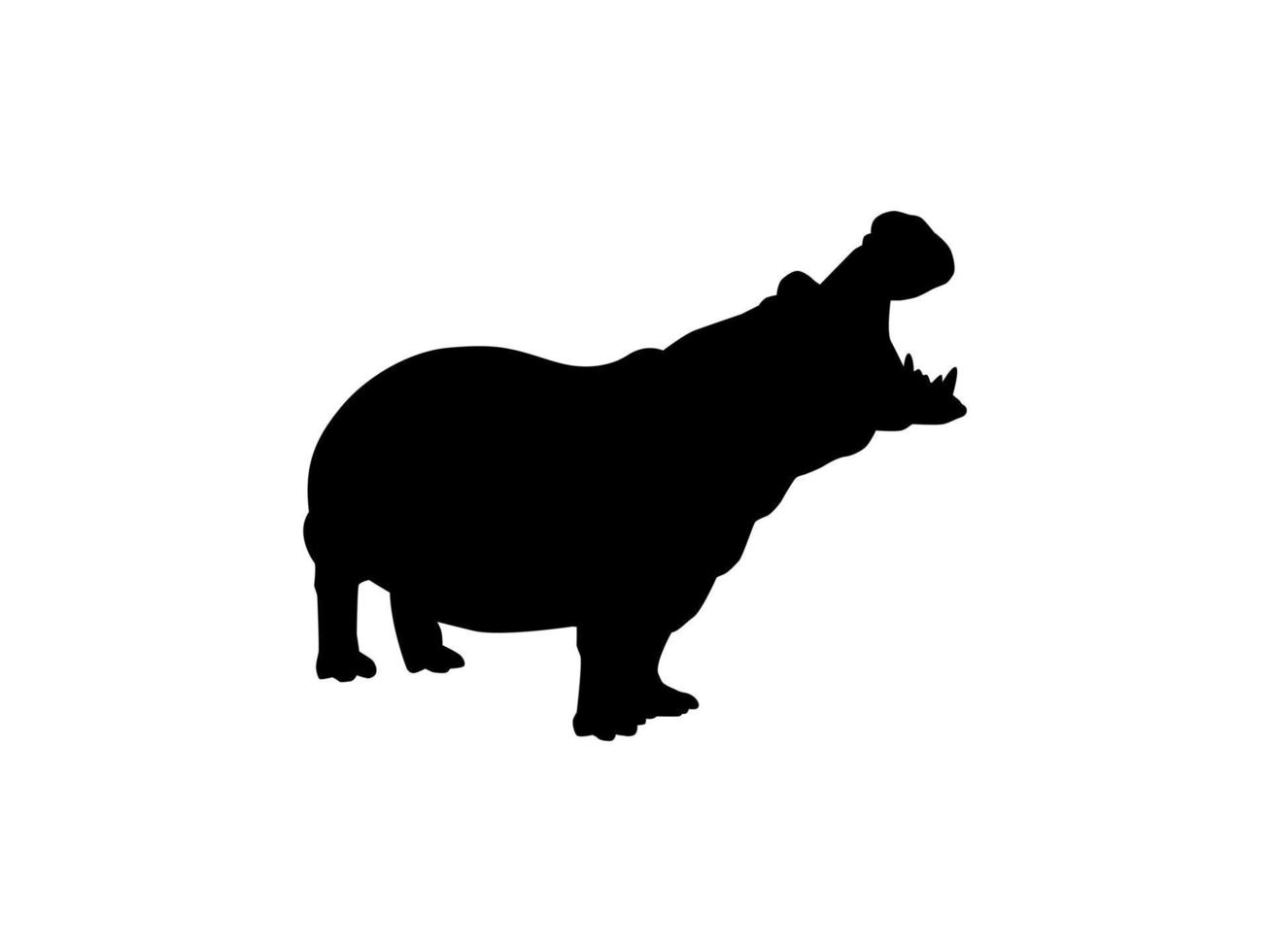 Hippopotamus Silhouette for Logo, Art Illustration, Icon, Symbol, Pictogram or Graphic Design Element. Vector Illustration