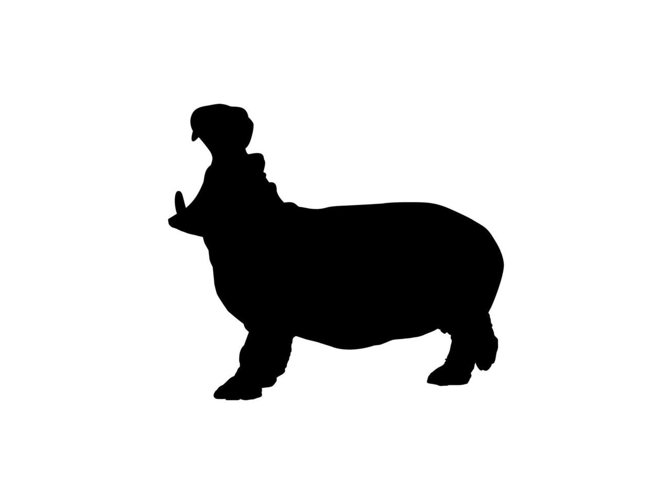 Hippopotamus Silhouette for Logo, Art Illustration, Icon, Symbol, Pictogram or Graphic Design Element. Vector Illustration