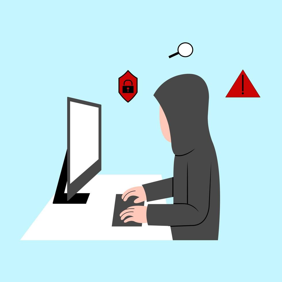 Cyber Crime Concept Flat Illustration vector