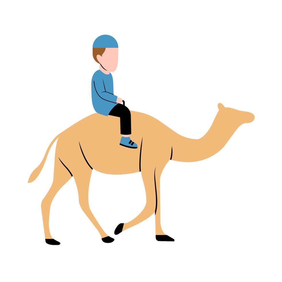 Muslim Boy Riding Camel vector
