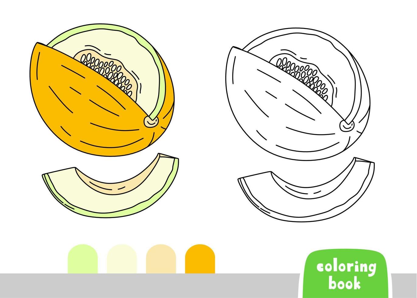 Coloring Book for Kids Melon Page for Books Magazines Coloring Vector Illustration