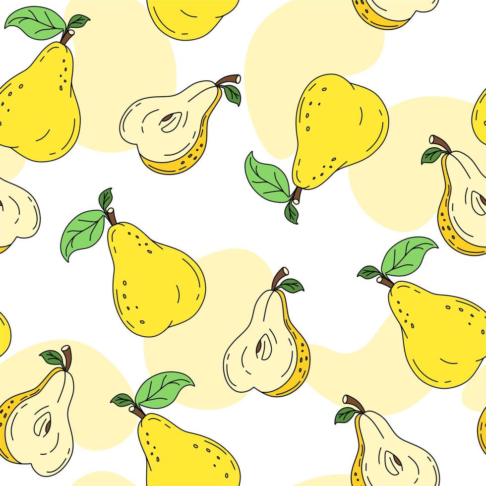 Pear Pattern seamless on white background Vector Illustration