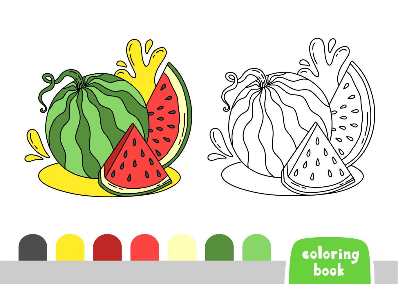 Coloring book for Children Watermelon Page for books magazines Coloring Vector Illustration