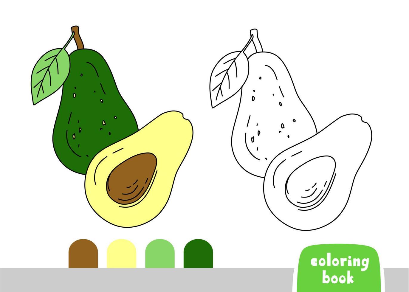 Coloring Book for Kids Avocado Page for Books Magazines Coloring Vector Illustration