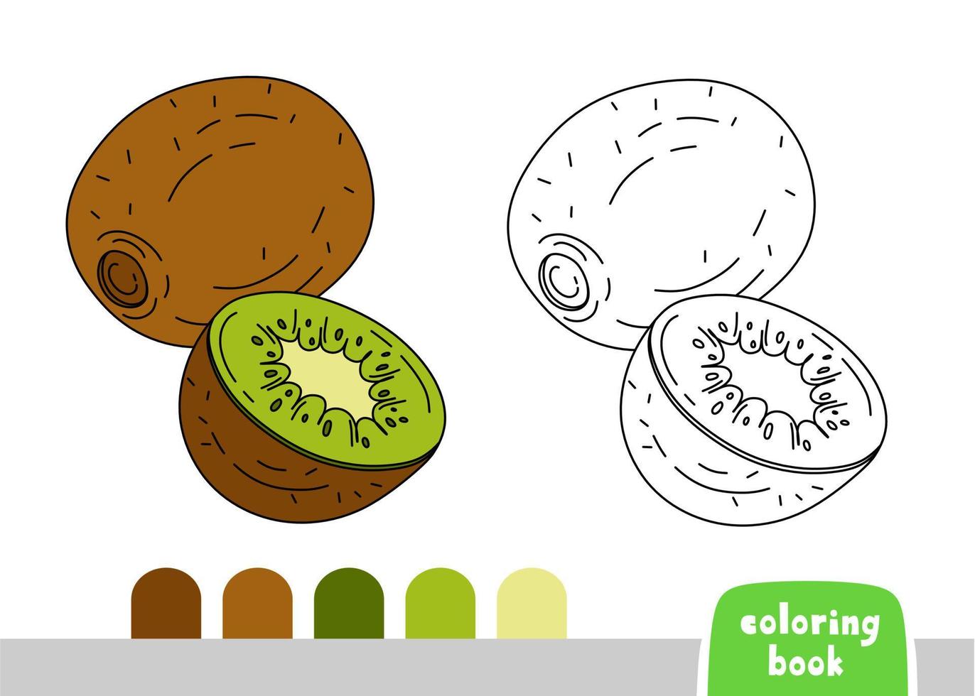 Coloring Book for Kids Kiwi Page for Books Magazines Coloring Vector Illustration
