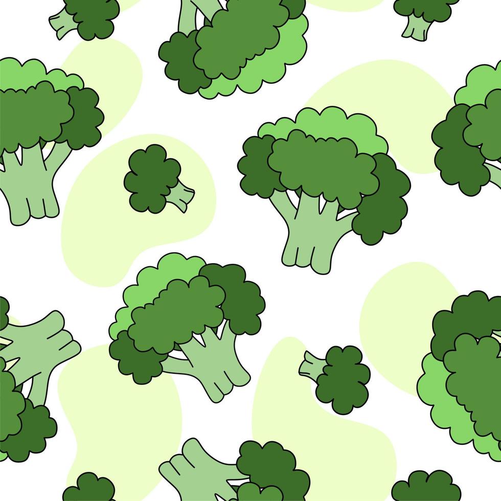 Broccoli Pattern seamless on white background Vector Illustration