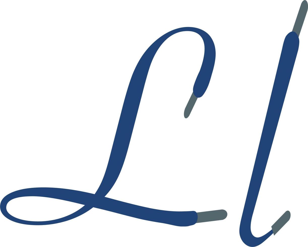 Blue Sport alphabet capital small letter L Font formed by shoe lace. Free vector. vector