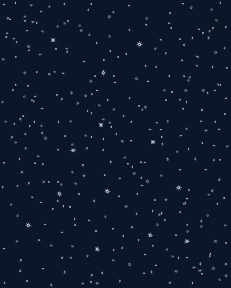 A realistic starry sky with a blue and white glow. Shining stars in the dark sky. Background, wallpaper, backdrop. Vector illustration. Vertical layout.