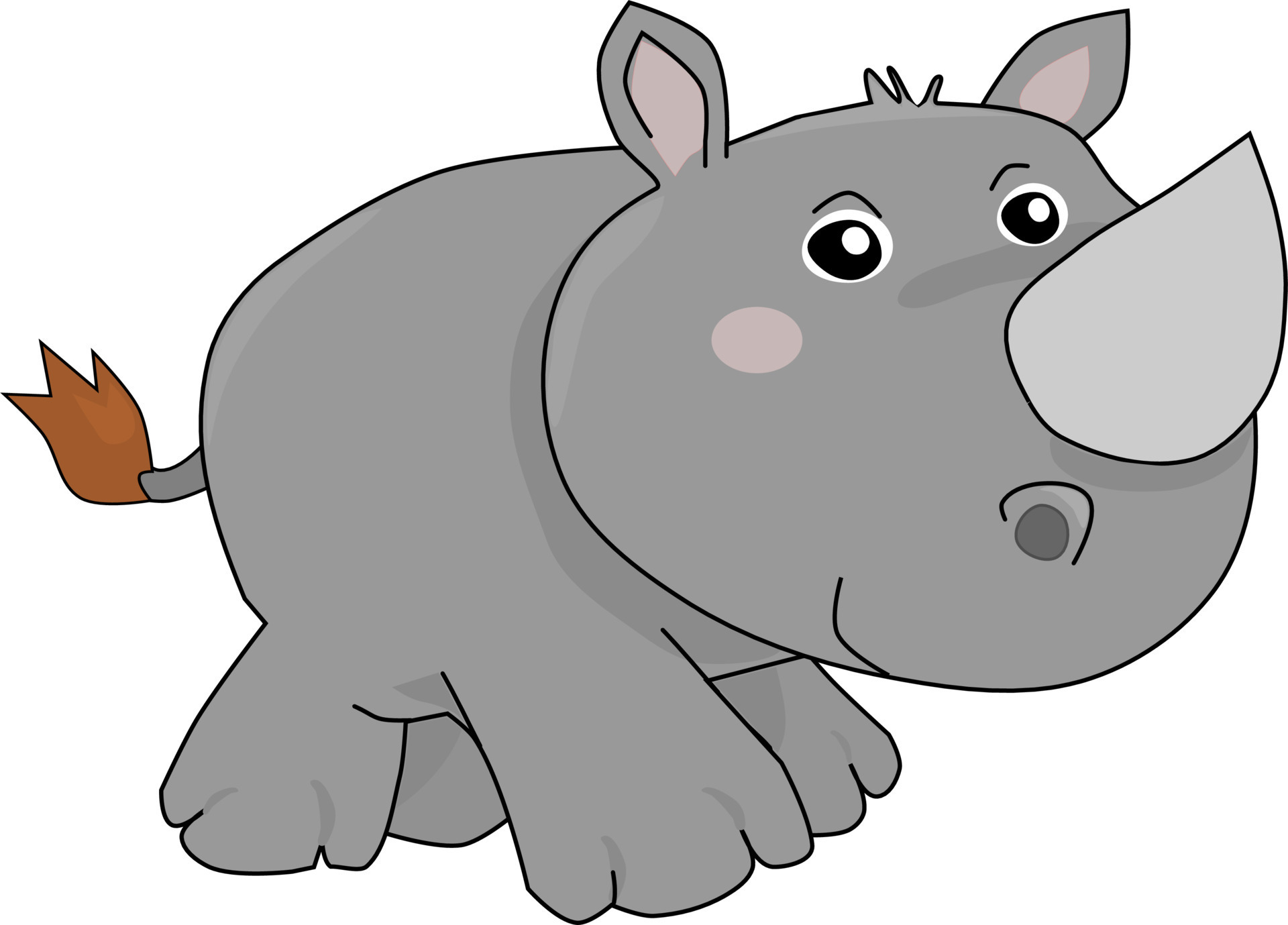 Cute baby rhino walking. Animal vector illustration. Kids school ...
