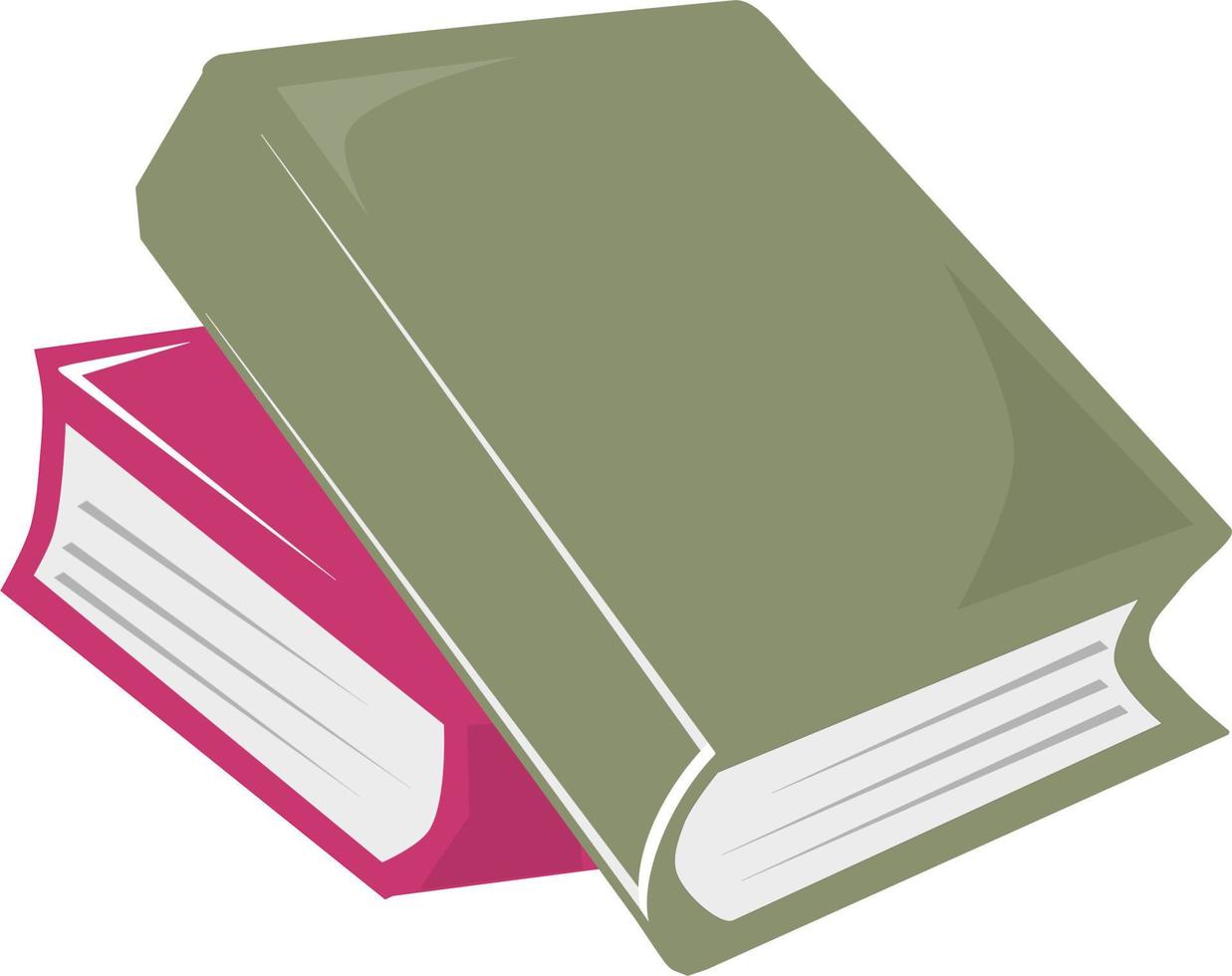 Pink and Green Books cartoon illustration. vector