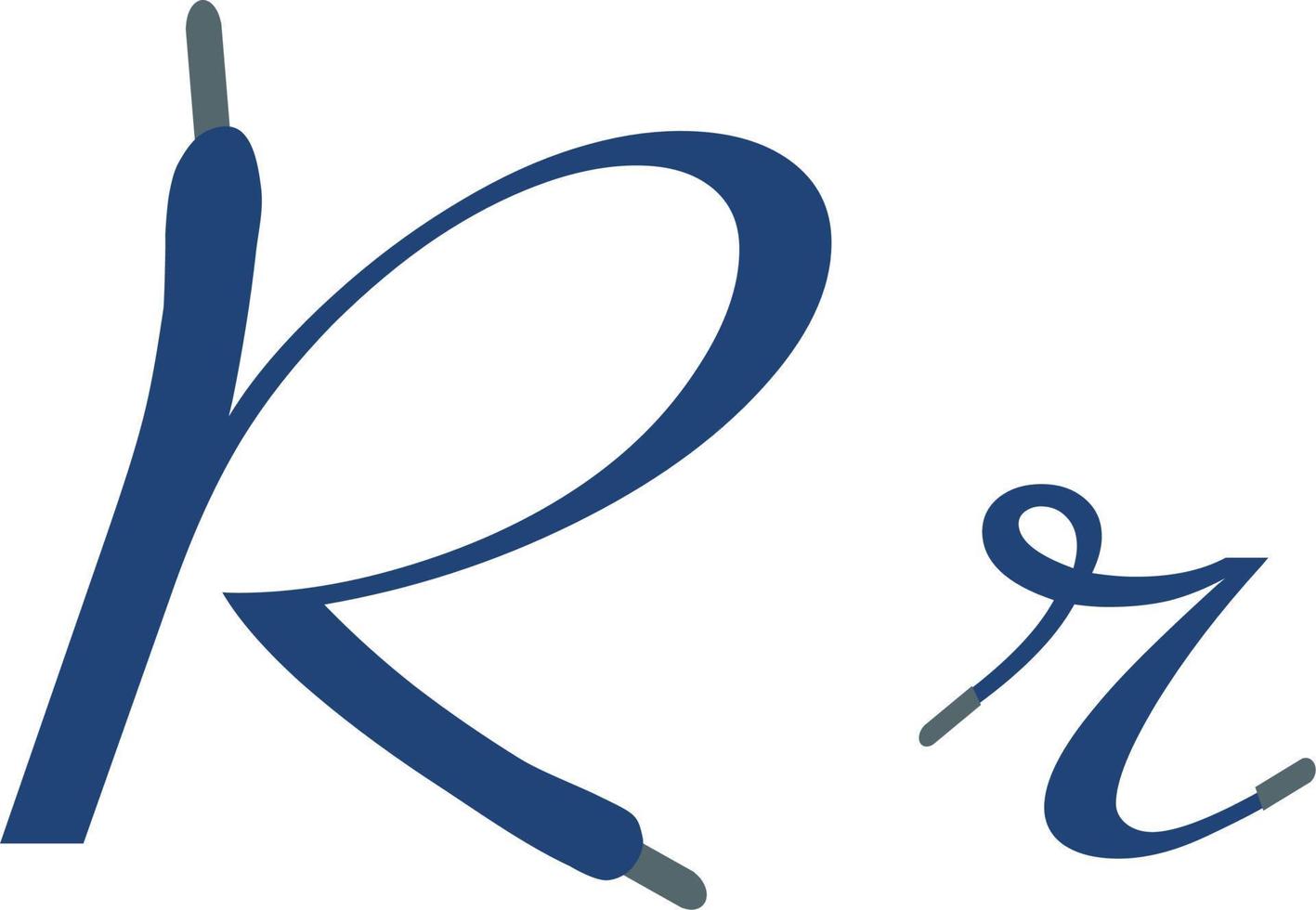 Blue Sport alphabet capital small letter R Font formed by shoe lace