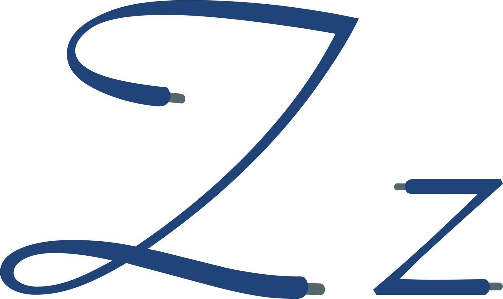 Blue Sport alphabet capital small letter Z Font formed by shoe lace. Free vector. vector