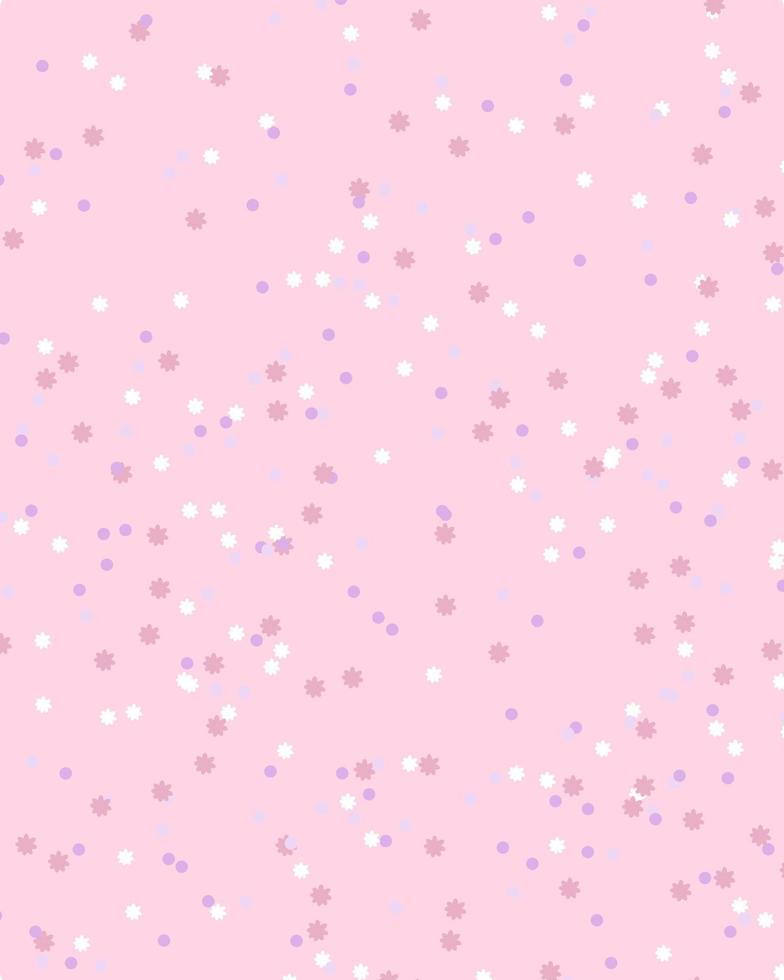 Cute Abstract Dots flowers Vector Pattern. small circle flower geometry white and pink color. Vector illustration. Vertical Background layout.