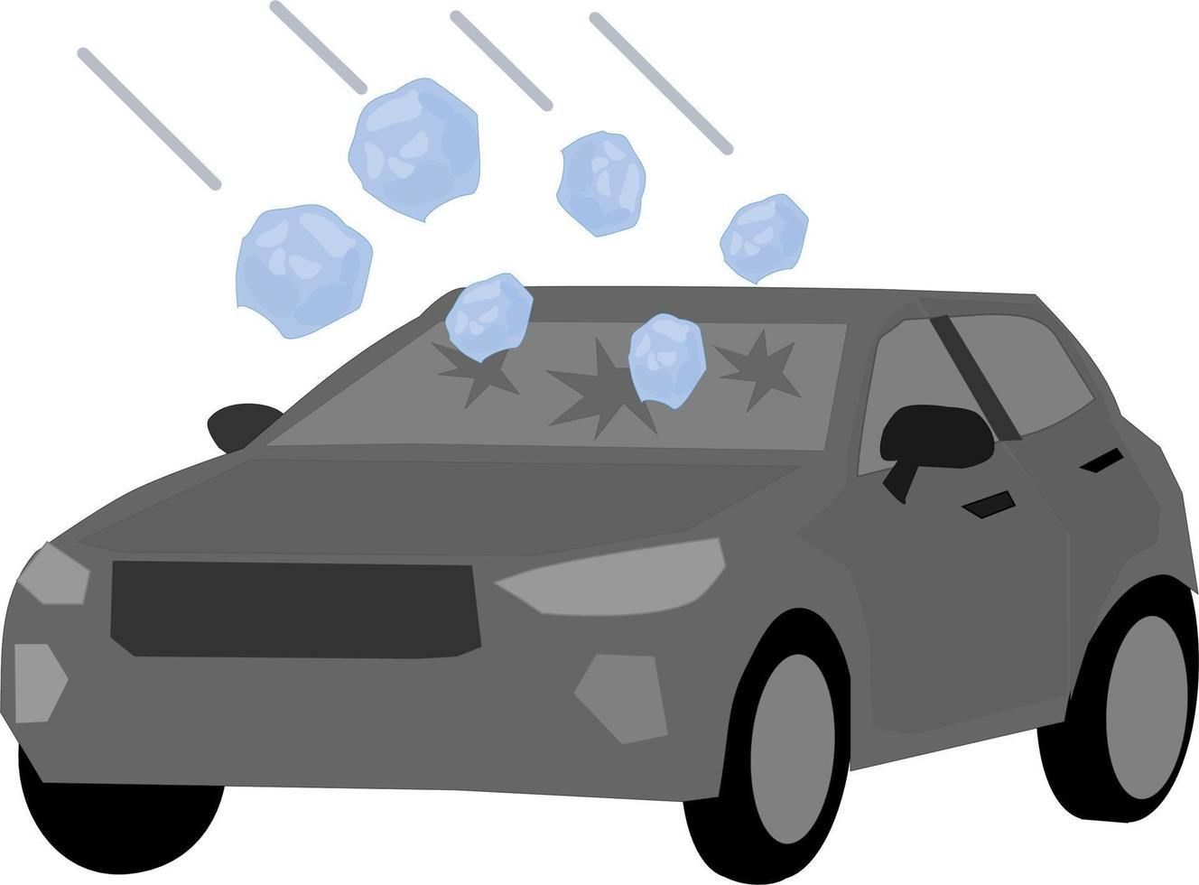 Hailstones attack car. Car Insurance. Safety damaged storm vector illustration.