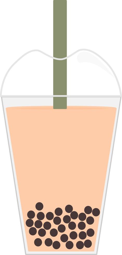 Pearl milk tea isolated on a transparent background. black pearls is Taiwanese famous and popular drink cup. vector illustration banner flat design. Bubble tea drink. Free vector.