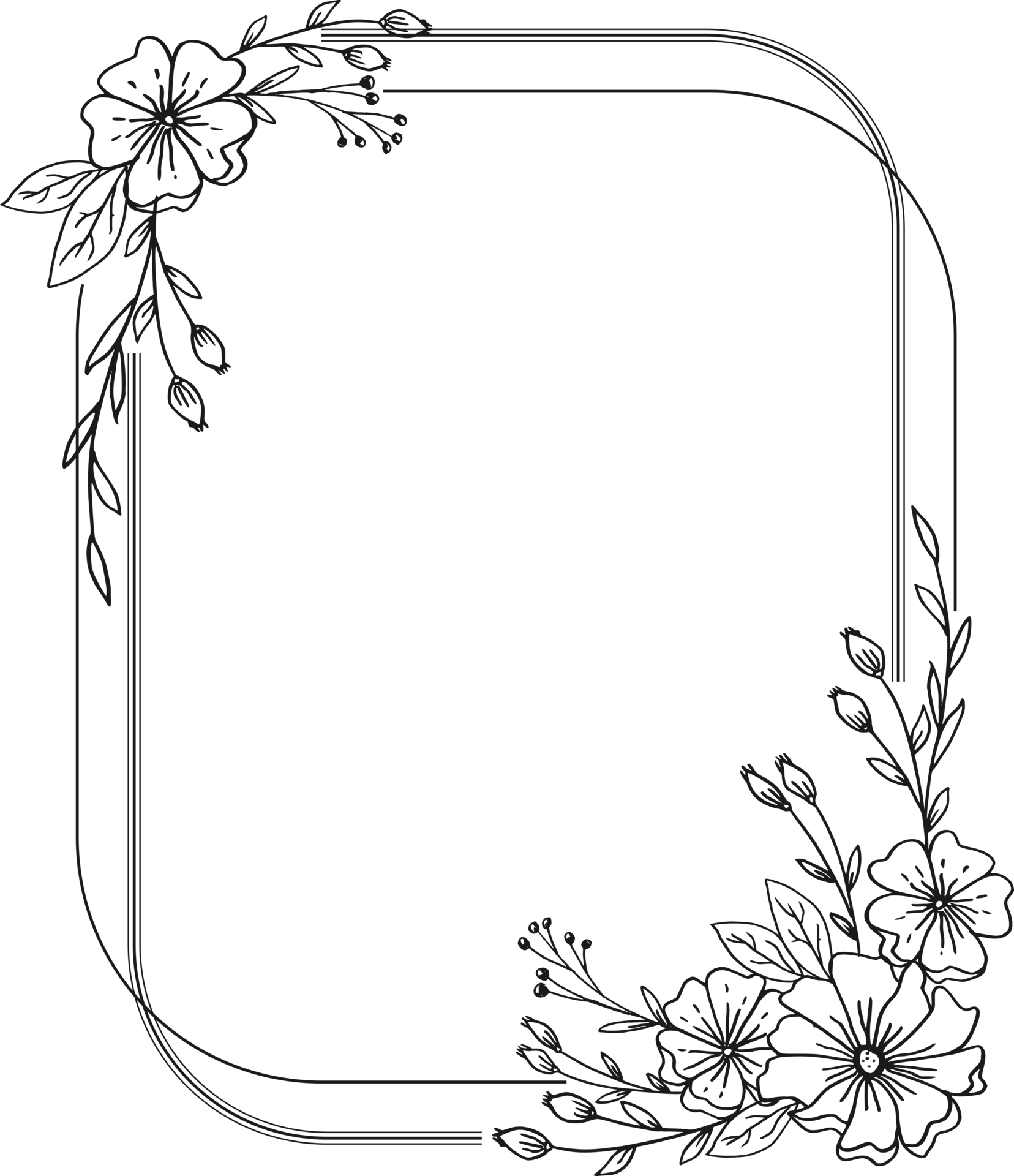 Hand drawn flower frame pngs for free download