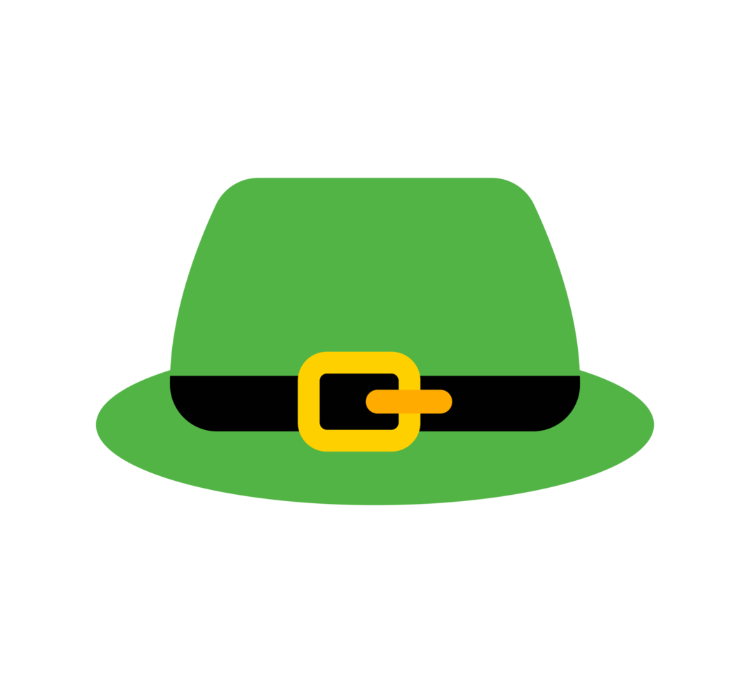 green leprechaun hat in flat design. Clipart for celebrating St Patricks day png