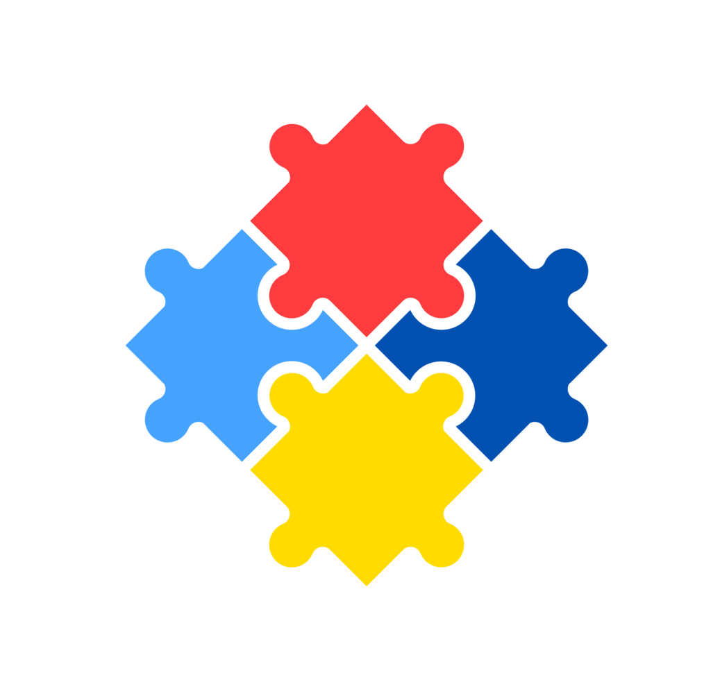 mondo autismo consapevolezza giorno. colorato puzzle design cartello. simbolo di autismo. medico piatto illustrazione. Salute cura png