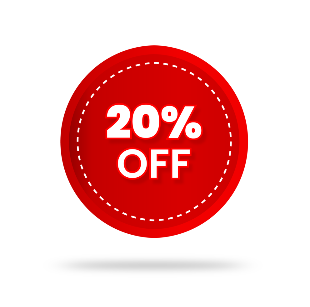 20 percent discount sticker price tag design. product emblem with percentage sell off. marketing deal sale tag giving super offer.20 percent off banners, discount tags design template, extra promo. png