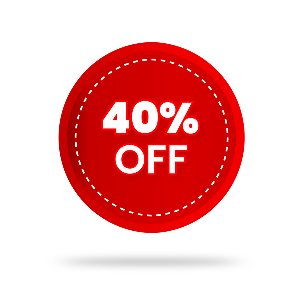 40 percent discount sticker price tag design. product emblem with percentage sell off. marketing deal sale tag giving super offer. 40 percent off banners, discount tags design template, extra promo. png