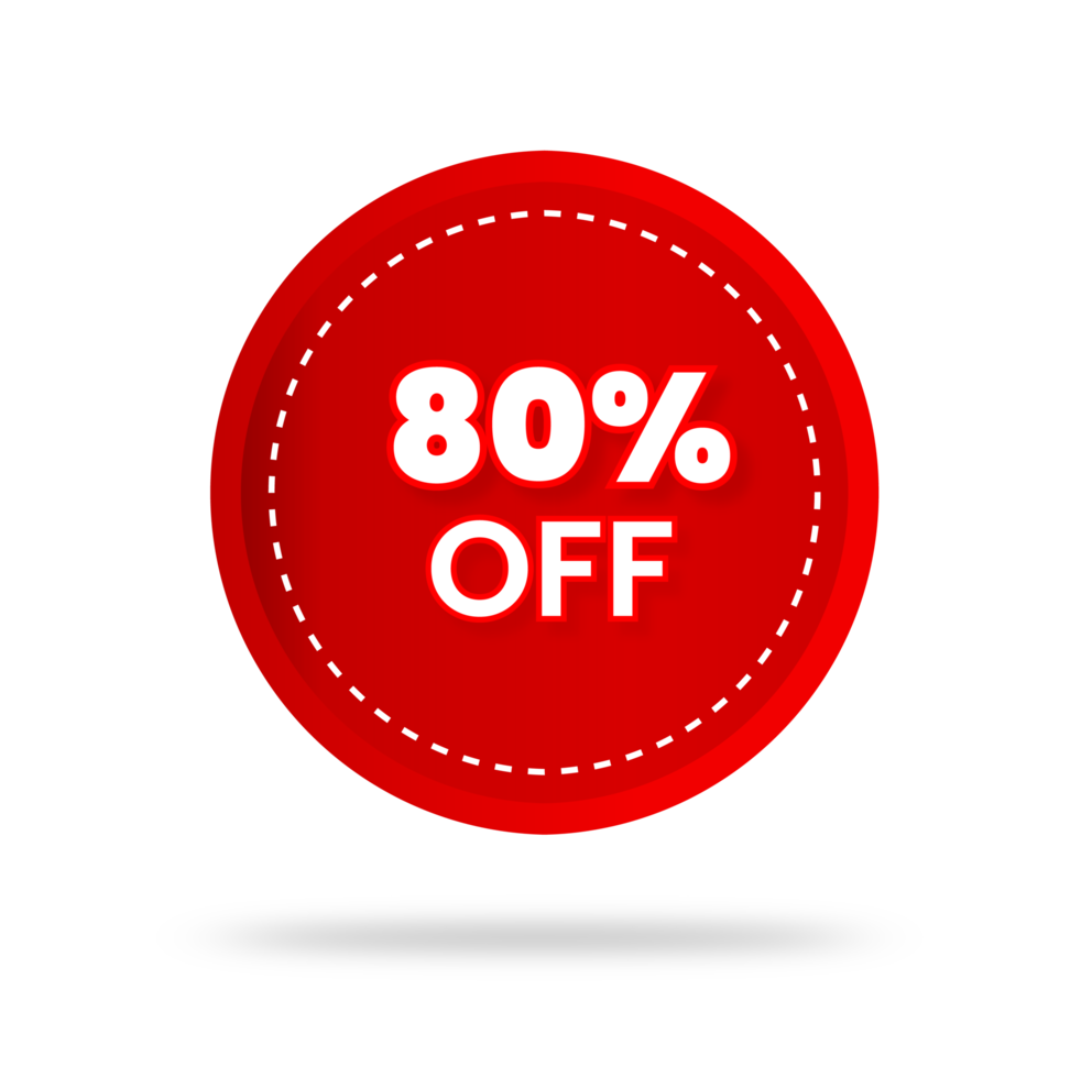 80 percent discount sticker price tag design. product emblem with percentage sell off. marketing deal sale tag giving super offer. 80 percent off banners, discount tags design template, extra promo. png