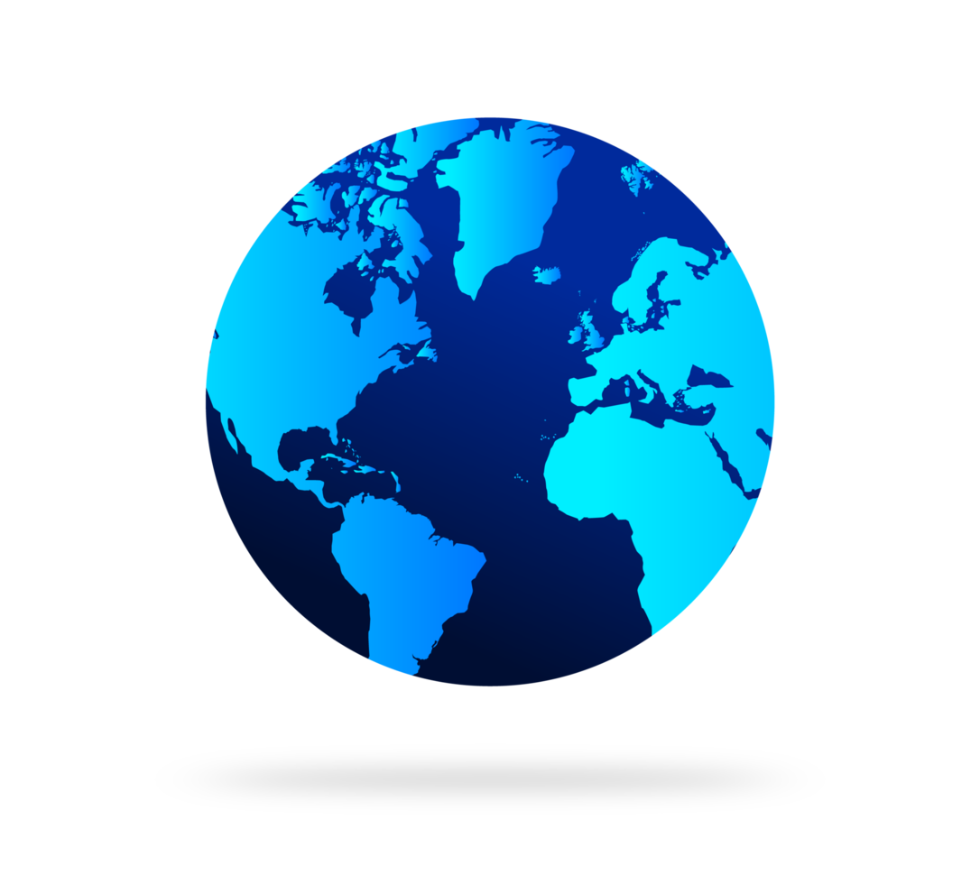 Earth globe with blue color. world globe. World map in globe shape. Earth globes Flat style. png