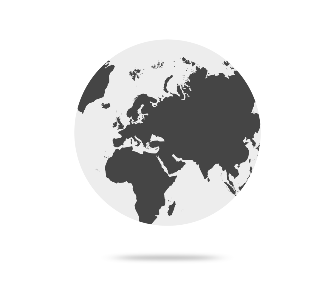 Earth globe with white and dark color illustration. world globe. World map in globe shape. Earth globes Flat style. png