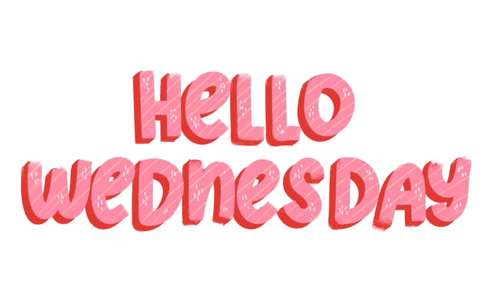 Cute Hello Wednesday typography tag for social media or weekly planner. Days of the week. Handwriting composition png