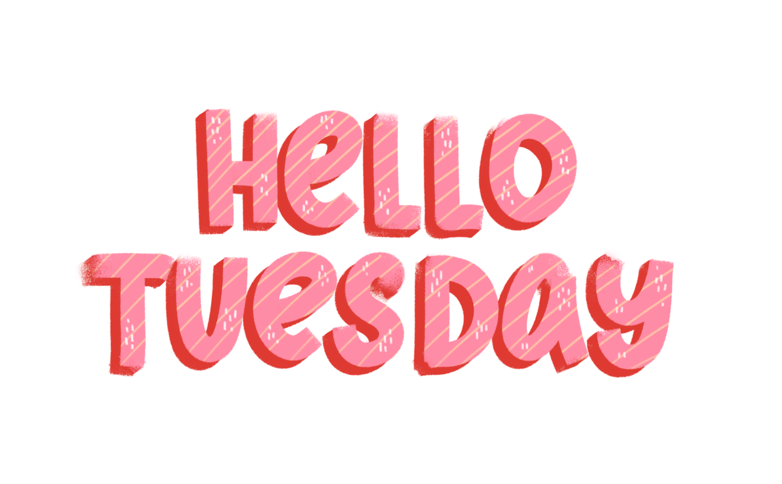 Cute Hello Tuesday typography tag for social media or weekly planner. Days of the week. Handwriting composition png