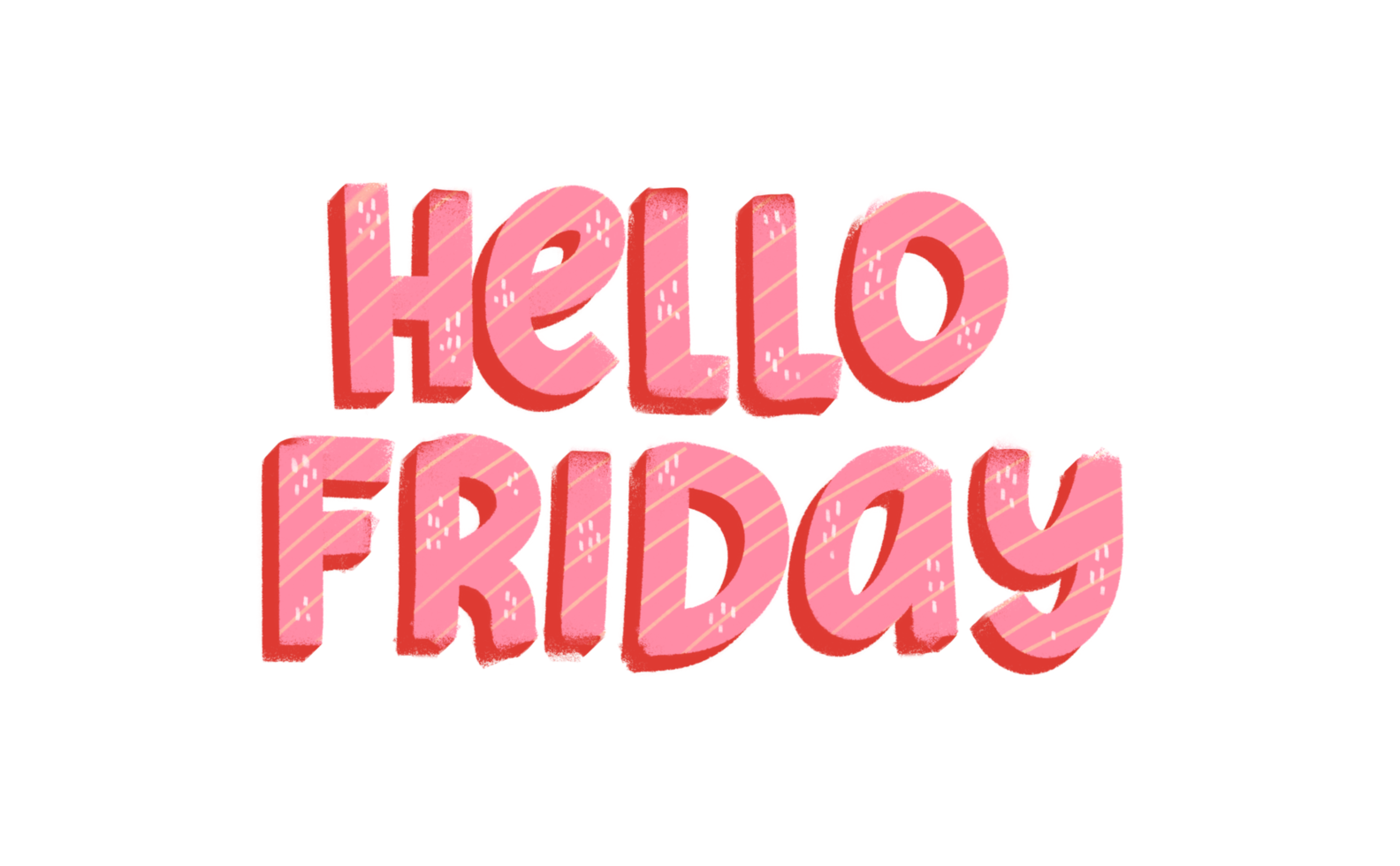 Cute Hello Friday typography tag for social media or weekly planner. Days of the week. Handwriting composition png